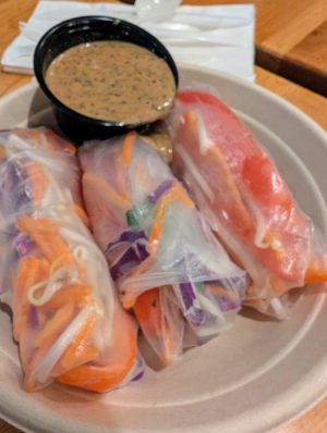 Fresh rolls at Higher Taste Plant Based in Long Beach