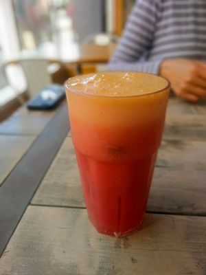 sangria kombucha with blueberries! at Higher Taste Plant Based in Long Beach