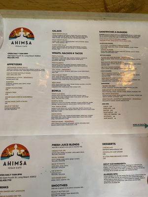 Menu looks great!  at Higher Taste Plant Based in Long Beach