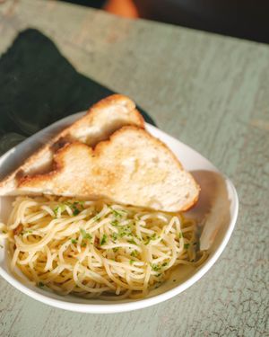 Spaghetti Aglio e Olio (winter 2025 menu) at Corridor in Indianapolis