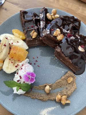 Chocolate waffles!  at Kaiaroha Vegan Deli and Eatery in Auckland
