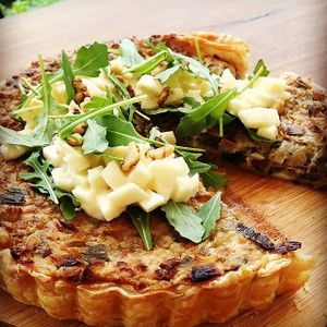 Leek and walnut pie with apple, rocket dressing. at Kaiaroha Vegan Deli and Eatery in Auckland