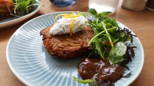 Kumara patty at Kaiaroha Vegan Deli and Eatery in Auckland