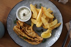 Banana Blossome fish and Chips with house tartare. at Kaiaroha Vegan Deli and Eatery in Auckland