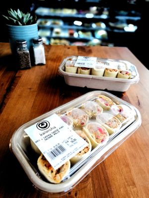 Value freezer packs of our award winning Cashew Cheese and Sage sausage rolls. Voted Best sausage roll at the Vegan Society NZ's 2020 Sausage competition. at Kaiaroha Vegan Deli and Eatery in Auckland