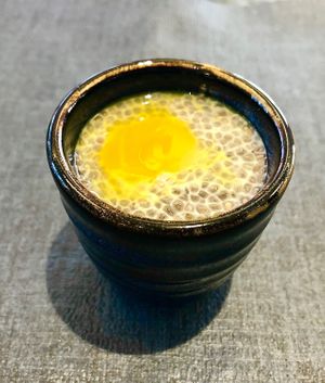 Mango chia pudding at Aqua Cafe in Dubai