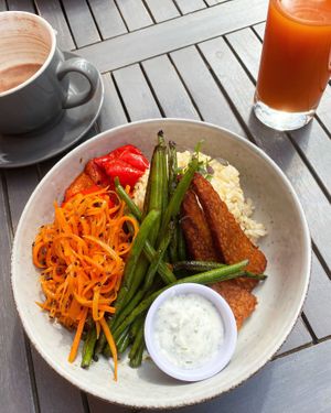 Weekly special - tempeh and veg (vegan dressing)   at Lu-Ma Cafe in South West London