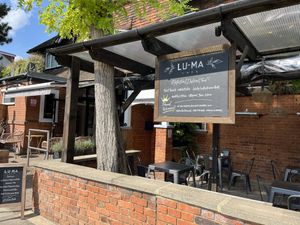 Entrance  at Lu-Ma Cafe in South West London