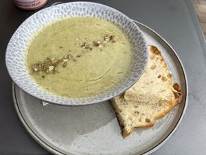 Broccoli soup-soup of day  at Lu-Ma Cafe in South West London