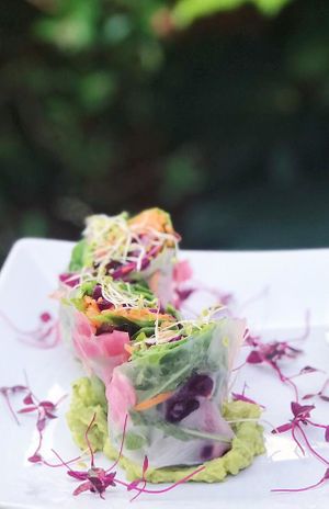 Spring Roll with marinated radish and vegetables 
Vegan and gluten free  at Lu-Ma Cafe in South West London