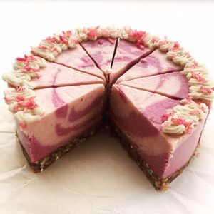 Vegan raw raspberry cheesecake at Lu-Ma Cafe in South West London