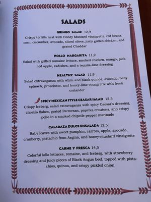 Menu  at Gringos Mexican Eatery  in Artemida