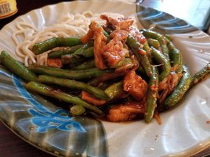 Green bean sauce with tofu at Betty Noodles in Santa Cruz