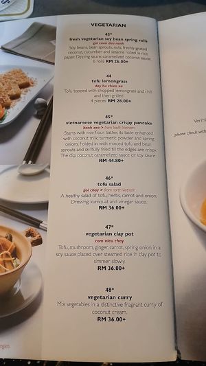 Menu  at Sao Nam  in Kuala Lumpur