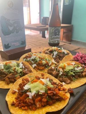 Los tacos 🔥 at El Bajón Vegano in Playa Del Carmen