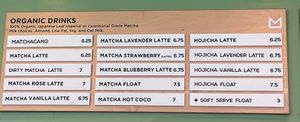 Menu  at Midori Matcha & Cafe  in Los Angeles