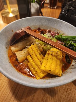 Vegan Ramen. (Note you get two of the veggies spring rolls too) at HAV Sushi & Ramen in Tromsoe