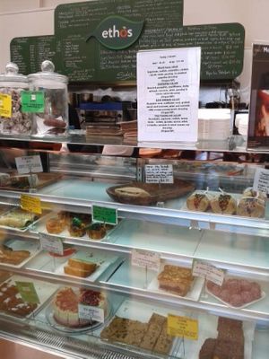 Great vegan cafe in organic supermarket and bakery at Huckleberry Cafe in New Lynn