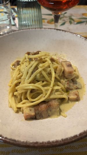Vegan Cabonara  at Piano & Sano (formerly Vegetal Food by Grace) in Antwerpen