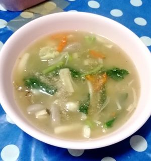 Topped with vegetable sauce, 45 Baht at Jay 99 - Youta in Chiang Rai