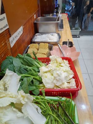 Buffet selection at Lá Quán Buffet Chay in Ho Chi Minh City