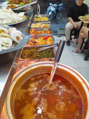 Buffet selection at Lá Quán Buffet Chay in Ho Chi Minh City