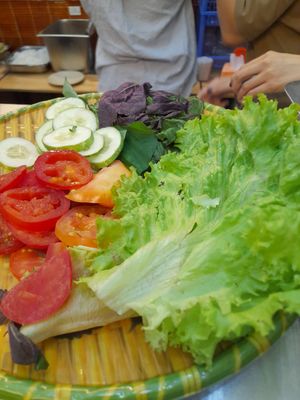 Buffet selection at Lá Quán Buffet Chay in Ho Chi Minh City