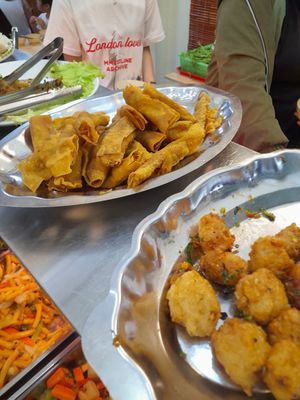 Buffet selection at Lá Quán Buffet Chay in Ho Chi Minh City