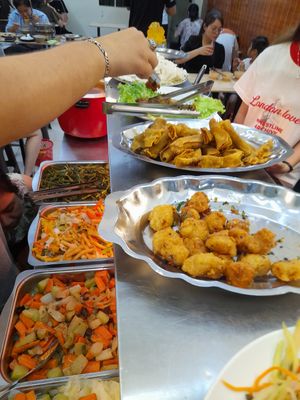 Buffet selection at Lá Quán Buffet Chay in Ho Chi Minh City