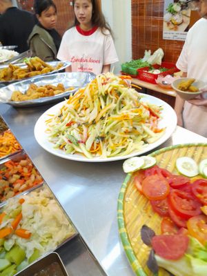 Buffet selection at Lá Quán Buffet Chay in Ho Chi Minh City