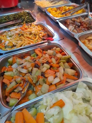 Buffet selection at Lá Quán Buffet Chay in Ho Chi Minh City