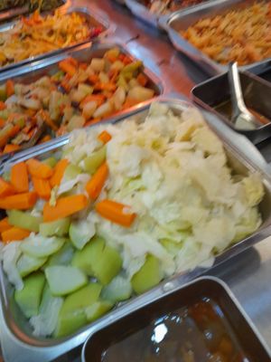 Buffet selection at Lá Quán Buffet Chay in Ho Chi Minh City