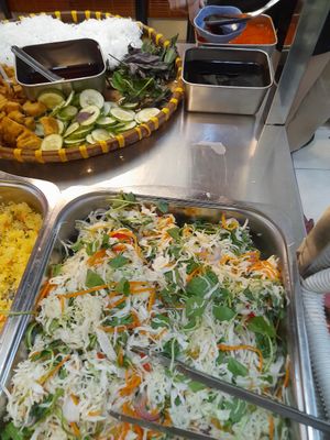 Buffet selection at Lá Quán Buffet Chay in Ho Chi Minh City