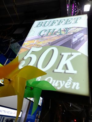 Sign outside at Lá Quán Buffet Chay in Ho Chi Minh City