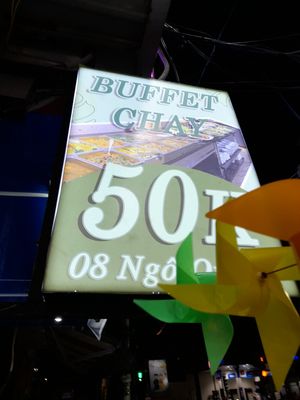 Sign outside at Lá Quán Buffet Chay in Ho Chi Minh City