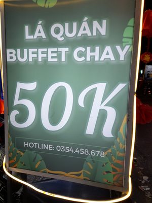 Sign outside at Lá Quán Buffet Chay in Ho Chi Minh City