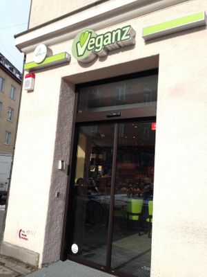Max Pettchen/entrance of Veganz supermarket, Munich at Max Pettchen in Munich