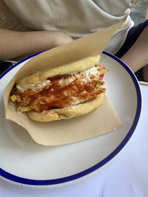 Handmade pita with mushroom gyro  at GNOU in Athens