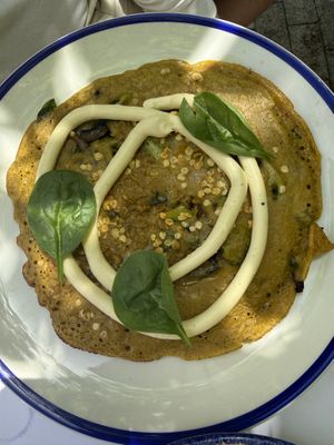 Chickpea flour omelet with broccoli   at GNOU in Athens