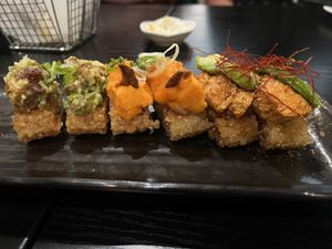 Vegan crispy rice sampler  at Rice in Los Angeles