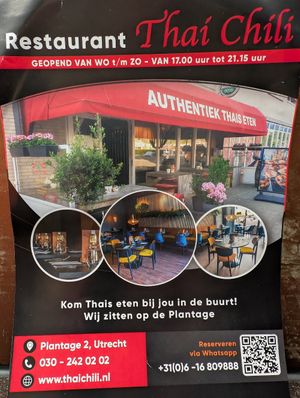 A folder of the restaurant at Restaurant Thai Chili in Utrecht
