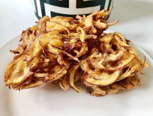 Onion fritters at Burma Road in Dubai