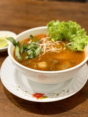 Noodle soupp  at New Start Vegetarian Food in Siem Reap