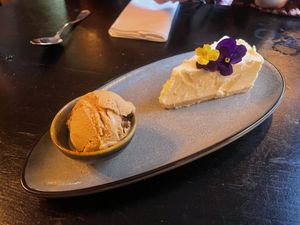 Vegan cheesecake and ice cream   at The Ship Tavern in London