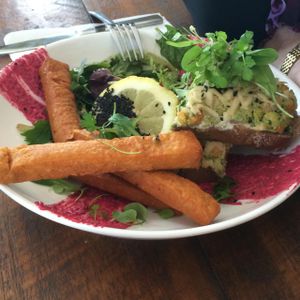 Chick Pea Smash with Cashew Cream at Greenhouse Factory in Coolangatta