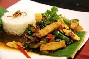 Fried vegetables and tofu.  at Veggie Table in Ubud