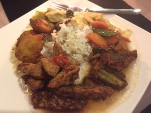 vegan buffet assortment at Veggie Table in Ubud