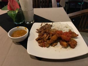 Vegan buffet including pumpkin soup.  at Veggie Table in Ubud