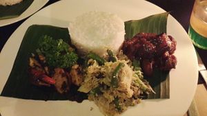 fantastic Balinese fried tofu and eggplant!  at Veggie Table in Ubud