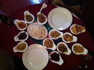 Rice and 10 curries at Lucky Fort in Galle